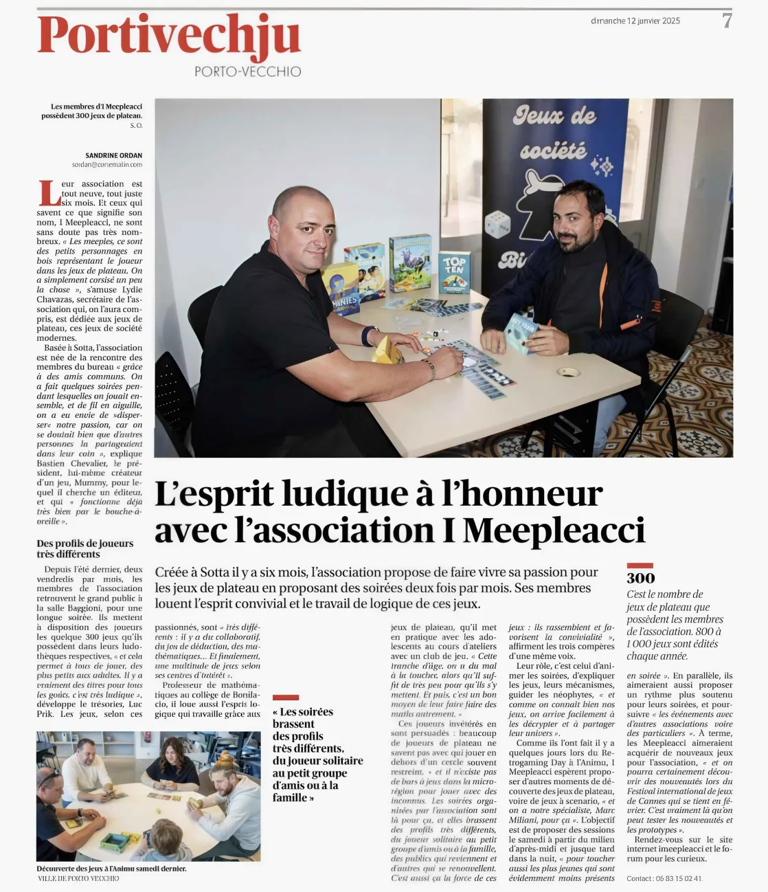 i Meepleacci dans Corse Matin - association jeux de société Porto-Vecchio